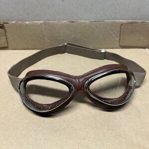 Aviator Motorcycle Goggles By Leon Jeantet Made In France Model 4602 Brown New